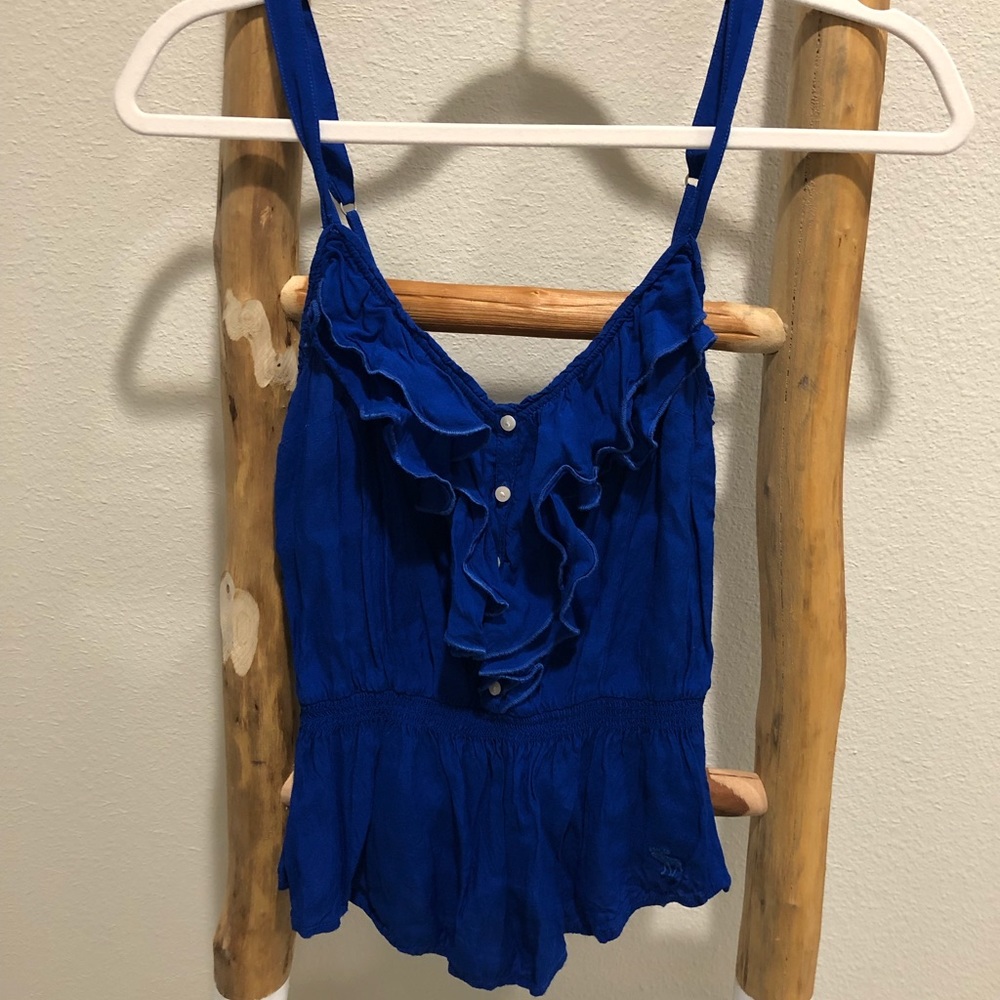 Abercrombie & Fitch A&F blue ruffle top
